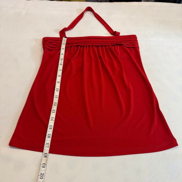 The Limited Pleated Front Chili Red Halter Top Flattering Loose Stretchy Fit - Picture 14 of 15
